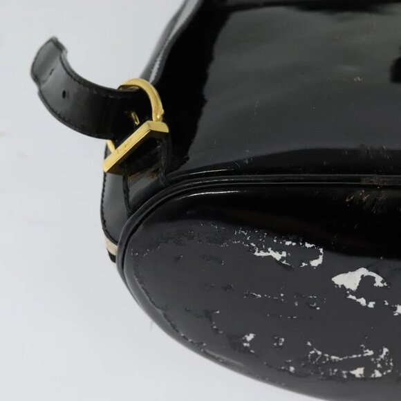 Salvatore Ferragamo Backpack Patent Canvas Black Gold Auth BA3113 main image 16